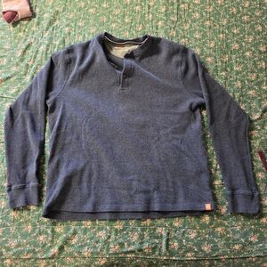 Classic Blue Long Sleeve Henley for Men